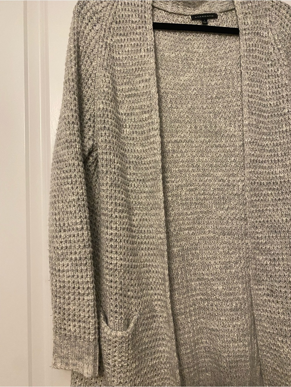 Staccato Heather Gray Open-Front Knit Cardigan